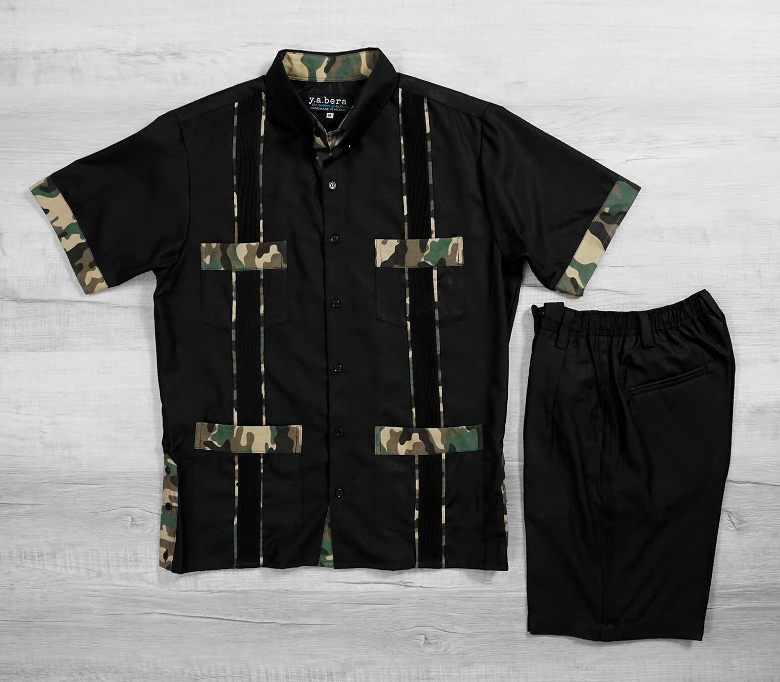 Negro Camuflaje Guayabera