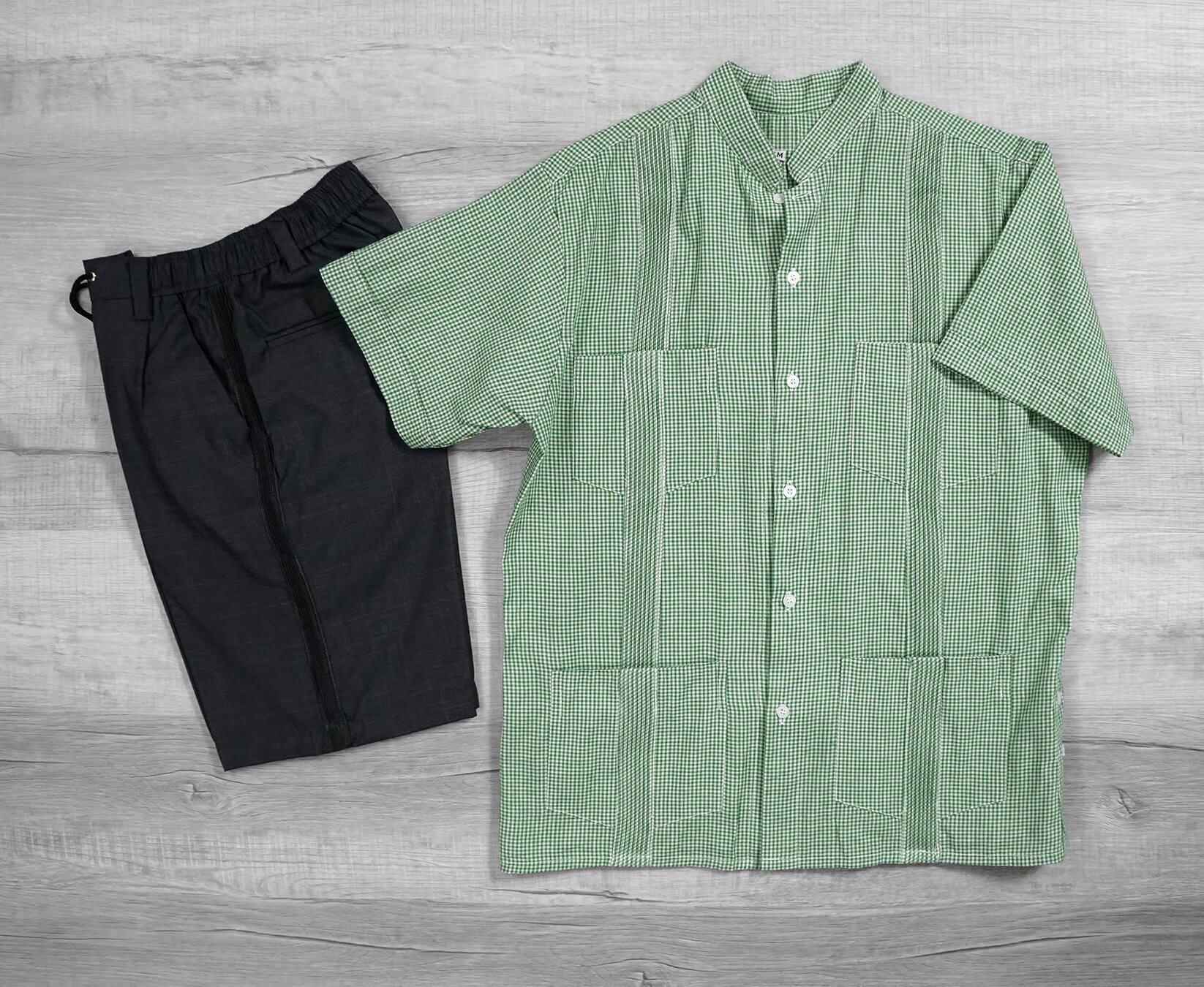 Guingán Clásico Green Guayabera