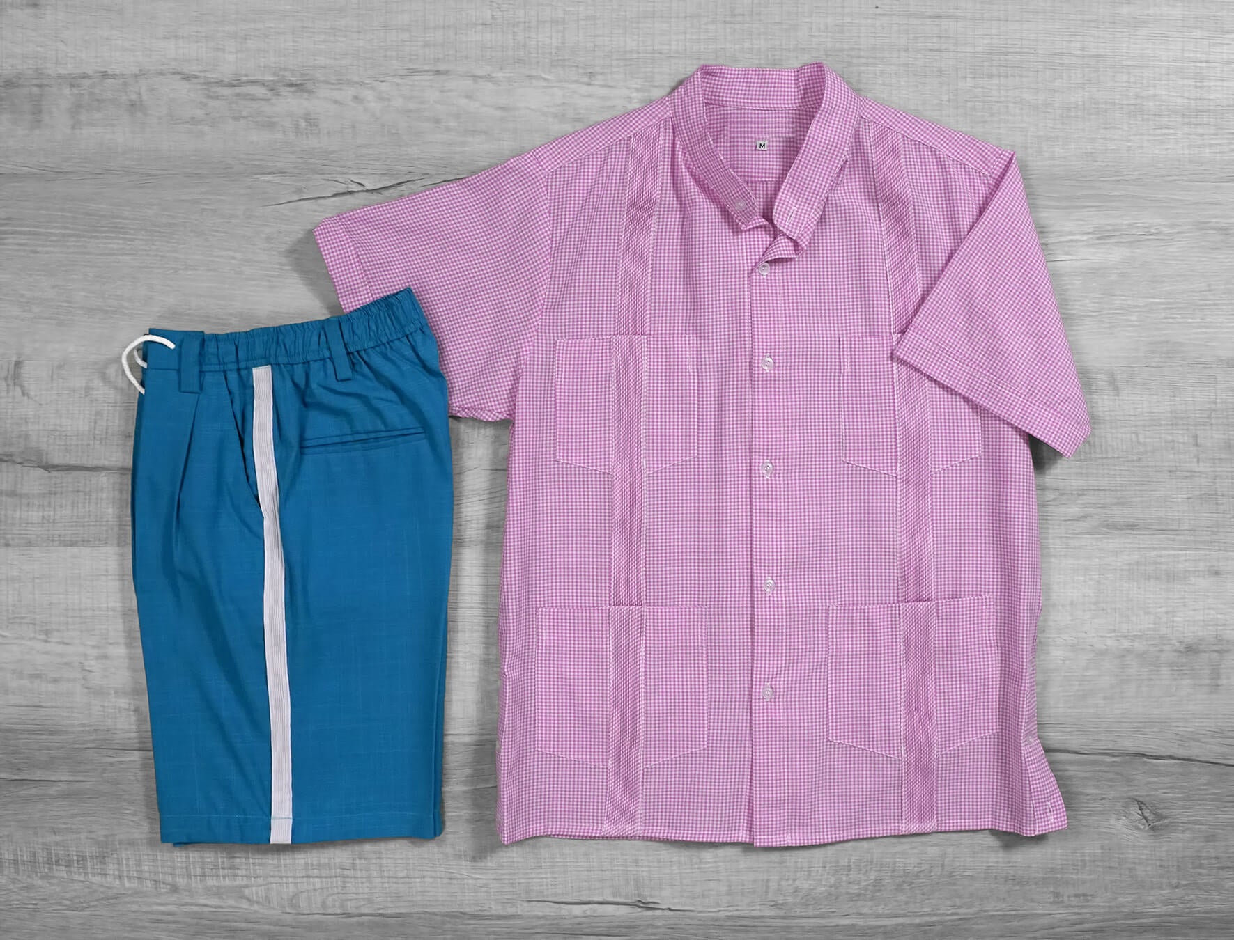 Guingán Clásico Rose Pink Guayabera