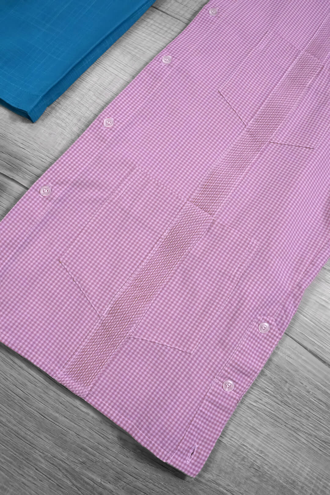 Guingán Clásico Rose Pink Guayabera