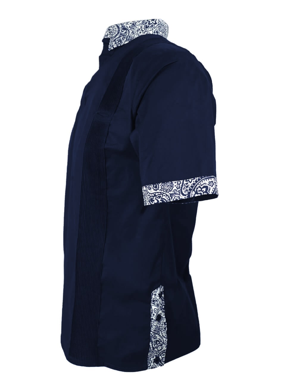 Navy Paisley GuaYabera Polo - White Label Collection - Shirt Collared ✓ Cotton ✓ Navy Blue ✓ Pockets ✓ Polo Fast shipping Worldwide Shipping