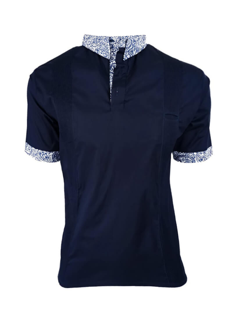 Señorita Navy Paisley Guayabera Polo